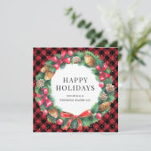 Cartes Pour Fêtes Annuelles Entreprise Red Plaid Neige Snow Christmas Wath (Debout devant)