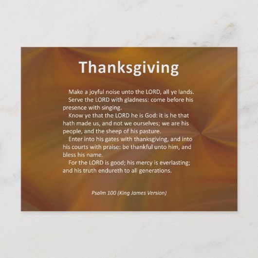 Cartes Pour Fêtes Annuelles Entrez Avec Thanksgiving & Blessing Psaum 100 (Devant)