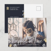 Cartes Pour Fêtes Annuelles Enveloppé dans l'amour | Photo d'animal Empreinte (Devant / Derrière)