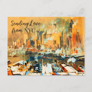 Cartes Pour Fêtes Annuelles Envoi d'amour depuis la skyline du port de Manhatt