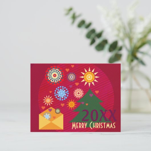 Cartes Pour Fêtes Annuelles Envoi d'amour - Joyeux Noël - Joyeux violet rouge (Debout devant)