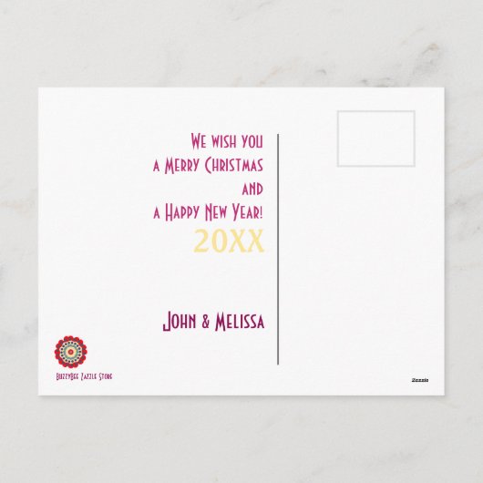 Cartes Pour Fêtes Annuelles Envoi d'amour - Joyeux Noël - Joyeux violet rouge (Dos)