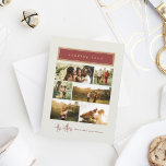 Cartes Pour Fêtes Annuelles Envoi d'amour Rouge et or Photo Collage Famille<br><div class="desc">Partagez des moments de coeur avec cette carte de vacances "Envoi d'amour", avec un design minimaliste chaleureux avec un en-tête bordeaux encadré d'or et un script élégant. La carte présente une mise en page multi-photo, parfaite pour afficher des souvenirs de famille précieux. Le texte du nom de famille en bas...</div>