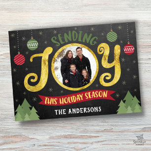 Cartes Pour Fêtes Annuelles Envoi de Joie Ornement de Noël en Or de Saison des