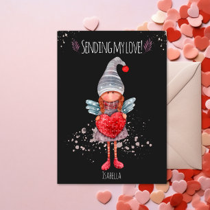 Cartes Pour Fêtes Annuelles Envoyer Mon Amour Lady Gnome Avec Le Coeur Valenti