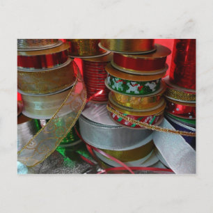 Cartes Pour Fêtes Annuelles Épaves de Noël Ruban Holiday Rouge et or