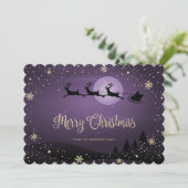 Cartes Pour Fêtes Annuelles Épinette violette Plaid Reindeer Santa Claus (Debout devant)