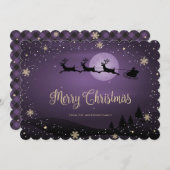 Cartes Pour Fêtes Annuelles Épinette violette Plaid Reindeer Santa Claus (Devant / Derrière)