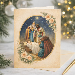 Cartes Pour Fêtes Annuelles Épiphanie religieuse Prière des Trois Rois Jésus