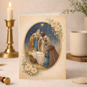 Cartes Pour Fêtes Annuelles Épiphanie religieuse Prière des Trois Rois Jésus