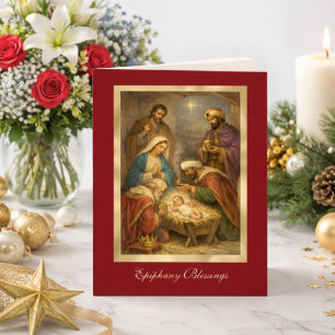 Cartes Pour Fêtes Annuelles Épiphanie religieuse Prière des Trois Rois Jésus