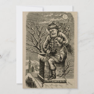 Cartes Pour Fêtes Annuelles Époque Victorienne 1875 Père Noël Avec Jouets Noël