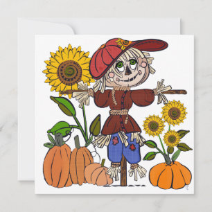 Cartes Pour Fêtes Annuelles Épouvantail Super Mignon 