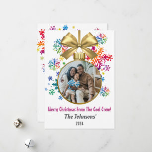 Cartes Pour Fêtes Annuelles Équipage Cool Flocons de Neige Arc-en-Ciel Photo