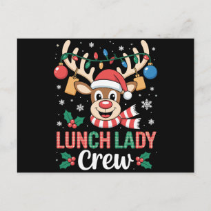 Cartes Pour Fêtes Annuelles Équipe de la dame du déjeuner Noël Renne Xmas Lumi