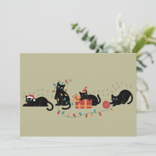 Cartes Pour Fêtes Annuelles Équipe de lumières de Noël pour amoureux de chats