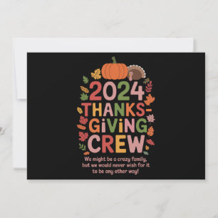 Cartes Pour Fêtes Annuelles Équipe de Thanksgiving en famille 2024 Dinde Corre