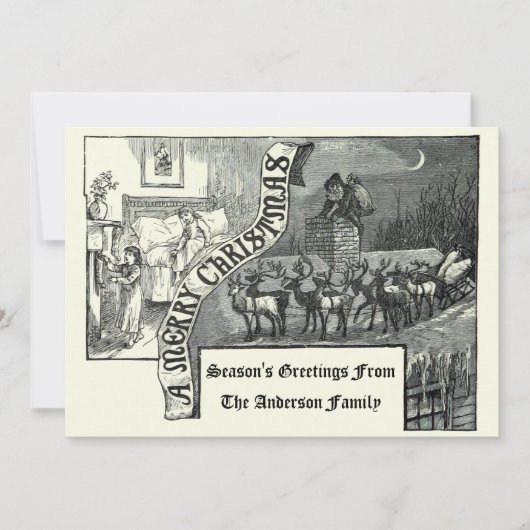 Cartes Pour Fêtes Annuelles Ere victorienne 1887 Noël Père Noël & Reindeer (Devant)