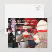 Cartes Pour Fêtes Annuelles Ernie the Sock Monkey Valentine Postcard (Devant / Derrière)