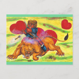Cartes Pour Fêtes Annuelles Eros équitation Lion Princesse aquarelle amour 2