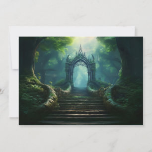Cartes Pour Fêtes Annuelles Escaliers vers la porte antique dans la forêt ench