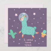 Cartes Pour Fêtes Annuelles Espace Llama (Devant / Derrière)