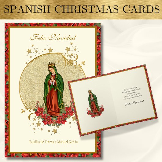 Cartes Pour Fêtes Annuelles Espagnol Guadalupe Noël Pointsettia