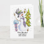 Cartes Pour Fêtes Annuelles Espagnol - Snowman - Happy Snowman - Feliz Navidad<br><div class="desc">Espagnol - Snowman - Happy Snowman - Feliz Navidad</div>
