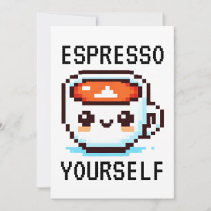 Cartes Pour Fêtes Annuelles Espresso Yourself - Drôle Pixel Art Conception Caf