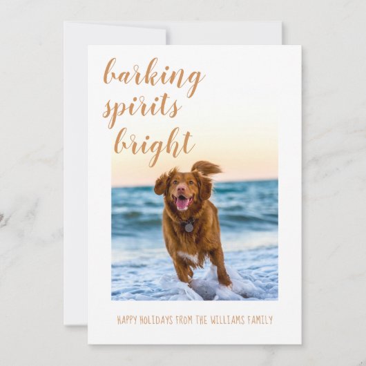 Cartes Pour Fêtes Annuelles Esprits Aboyeurs Illuminez la Photo de Votre Chien (Devant)