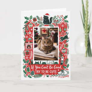Cartes Pour Fêtes Annuelles Essai Drôle Pour Être Mignon Photo De Chat Noël
