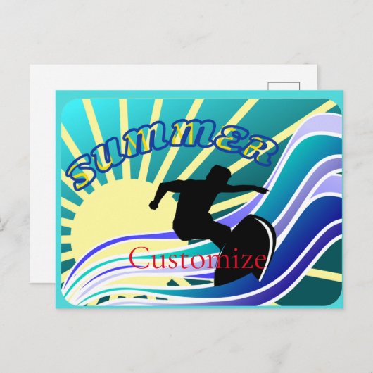 Cartes Pour Fêtes Annuelles Été Surf Fun Thunder_Cove (Devant / Derrière)
