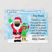 Cartes Pour Fêtes Annuelles Ethnic Père Noël and Elf in Facemask Letters to Ki (Devant / Derrière)