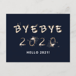 Cartes Pour Fêtes Annuelles Étincelle Au revoir 2020 Bonjour 2021