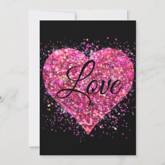 Cartes Pour Fêtes Annuelles Étincelle rose parties scintillant coeur amour (Devant)