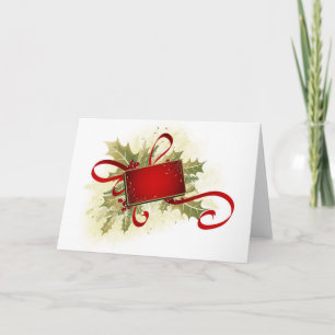 Cartes Pour Fêtes Annuelles Étiquette de cadeau de Noël avec le houx