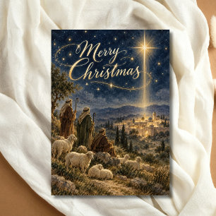 Cartes Pour Fêtes Annuelles Étoile de Bethléem Bergers Religieux Noël