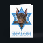 Cartes Pour Fêtes Annuelles Étoile de David de Hanoukka - dobermann - rocheuse<br><div class="desc">Ce qui pourrait faire dire Hanoukka heureux plus d'amusement qu'ayant ce chien de Pinscher de dobermann porter un Yamaka entouré par l'étoile de David. Cette conception lunatique de vacances sera sûre d'enchanter vos amis et famille aussi bien que d'autres amoureux de les chiens. Cette conception est disponible dans plus de...</div>