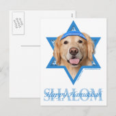 Cartes Pour Fêtes Annuelles Étoile de David de Hanoukka - golden retriever - (Devant / Derrière)