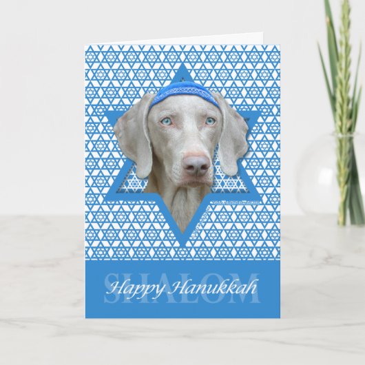 Cartes Pour Fêtes Annuelles Étoile de David de Hanoukka - Weimaraner (Devant)