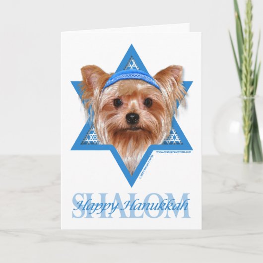 Cartes Pour Fêtes Annuelles Étoile de David de Hanoukka - Yorkshire Terrier (Devant)