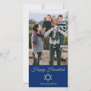 Cartes Pour Fêtes Annuelles Étoile de David Joyeux Hanoucca Famille Bleue Phot