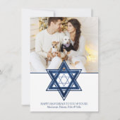 Cartes Pour Fêtes Annuelles Étoile de David | Photo Hanoukka moderne bleu clas (Devant)