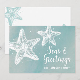 Cartes Pour Fêtes Annuelles Étoile de mer élégante de Noël sur la plage