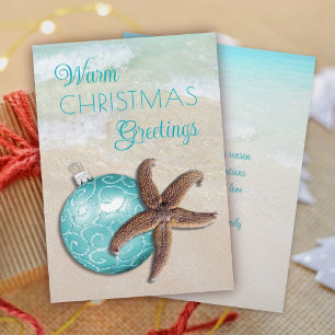 Cartes Pour Fêtes Annuelles Étoile de mer tropicale de Noël Ornement de plage