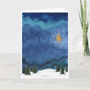 Cartes Pour Fêtes Annuelles Étoile de merveille, nuit nuageuse