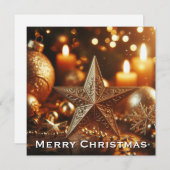 Cartes Pour Fêtes Annuelles Étoile dorée de Noël dans la nuit brillante (Devant / Derrière)