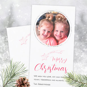 Cartes Pour Fêtes Annuelles Étoile Filante Rose Minimaliste Une Photo