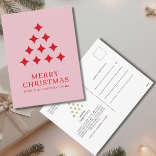 Cartes Pour Fêtes Annuelles Étoile simple arbre rose rouge Joyeux Noël