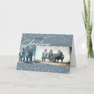 Cartes Pour Fêtes Annuelles Étoiles blanches modernes sur un Noël gris tendanc
